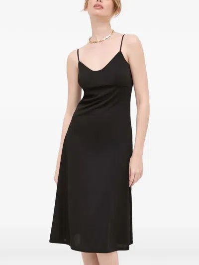 Morgan Trim Strap Midi Dress In Black