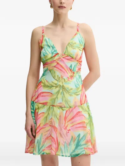 Morgan Tropical-print Tiered Mini Dress In Multi