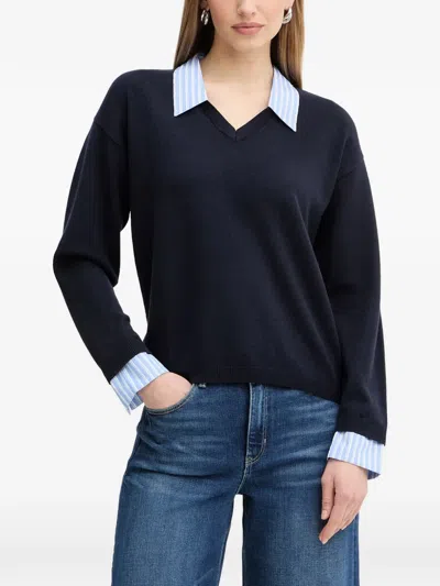 Morgan Turned-down Collar Sweater In Blue