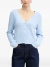Morgan 하트 버튼 V넥 니트 In Blue