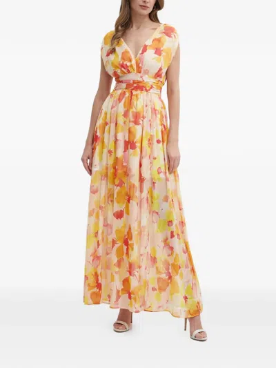 Morgan V-neck Floral Maxi Dress In Multi
