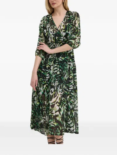 Morgan V-neck Gathered Midi Dress In Multi