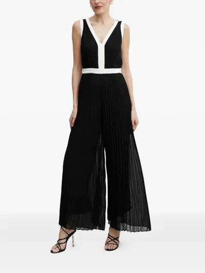 Morgan V-neck Pleated Jumpsuit In Black