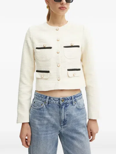 Morgan Vaker Bouclé-knit Cropped Tweed Jacket In Brown