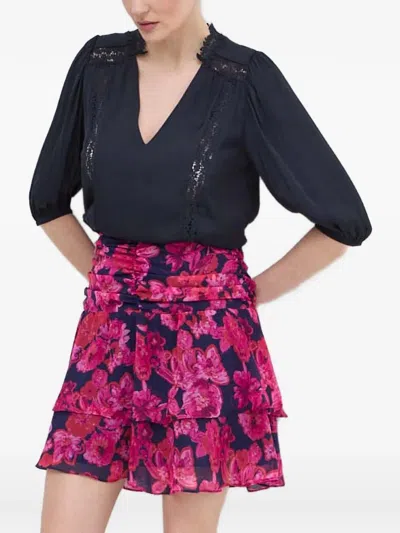 Morgan V-neck Blouse In Blue