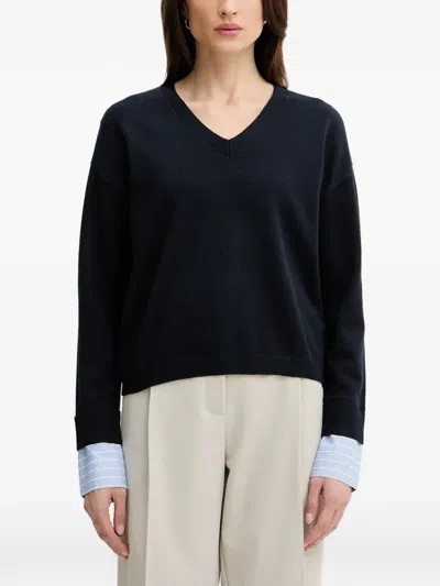 Morgan V-neck Buttoned Sweater In Red