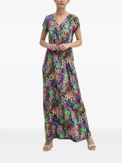 Morgan V-neck Floral-print Dress In Multi