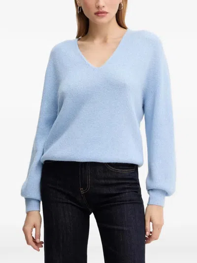 Morgan V-neck Long-sleeved Sweater In Blue