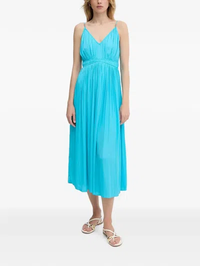 Morgan V-neck Midi Dress In Blue