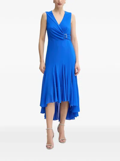 Morgan V-neck Midi Dress In Blue