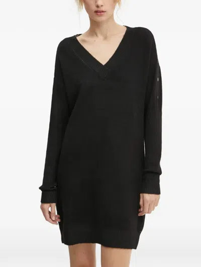 Morgan V-neck Mini Dress In Black