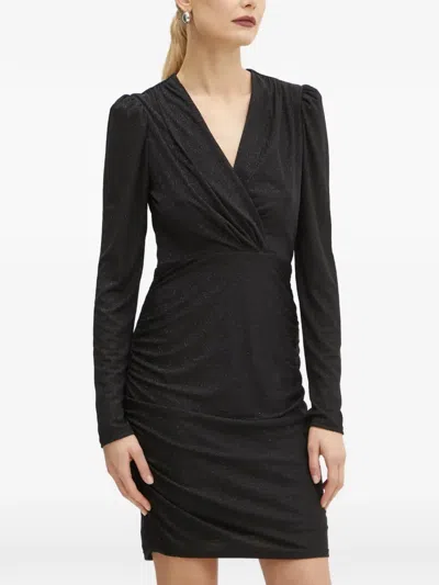 Morgan V-neck Mini Dress In Black