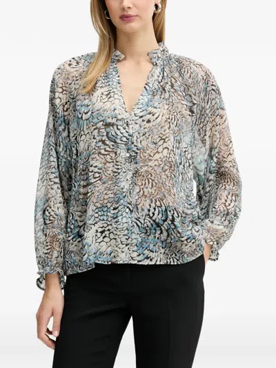 Morgan V-neck Printed Top In Multi