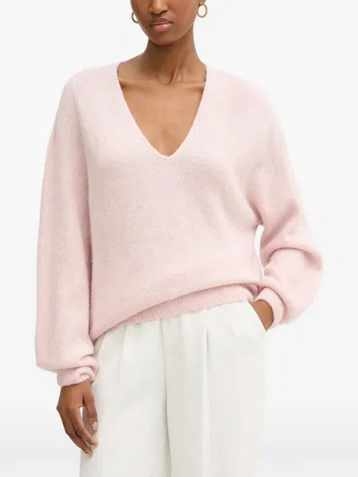 Morgan V-neck Relaxed-fit Sweater In Pink