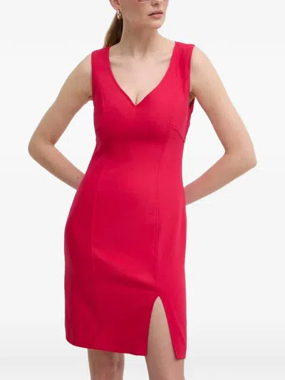Morgan V-neck Slit Dress In 레드