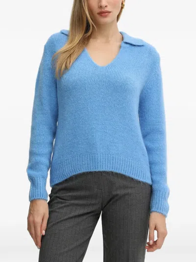 Morgan V-neck Sweater In Blue