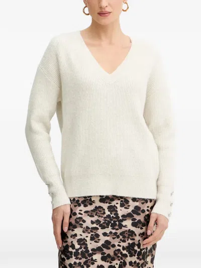 Morgan V-neck Sweater In Neutral