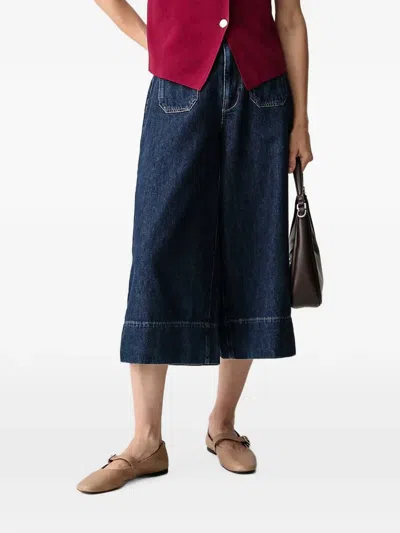 Morgan Wide-leg Cropped Jeans In Blue