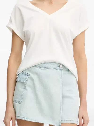 Morgan Wrap-front Mini Shorts In White