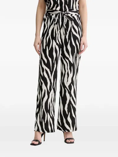 Morgan Zebra-print Belted Trousers In Black
