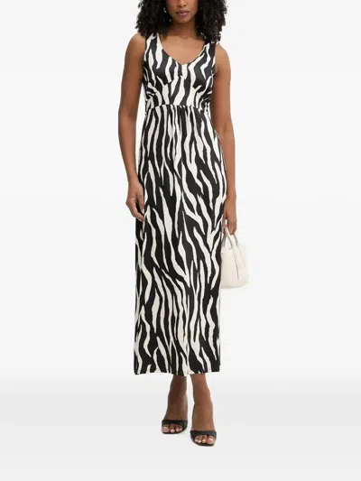 Morgan Zebra-print Lace-up Maxi Dress In Multi