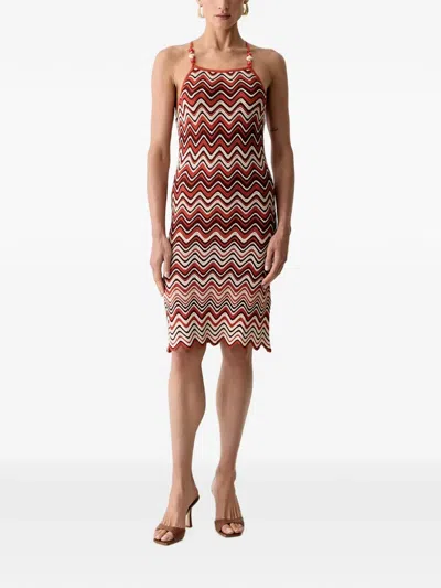 Morgan Zigzag-knit Bead-embellished Midi Dress In Multi