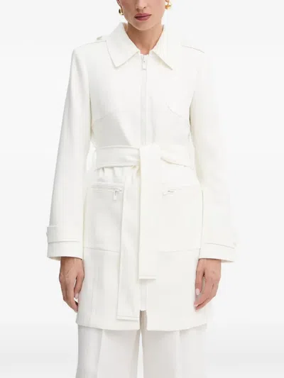 Morgan Zip Belt Coat In White