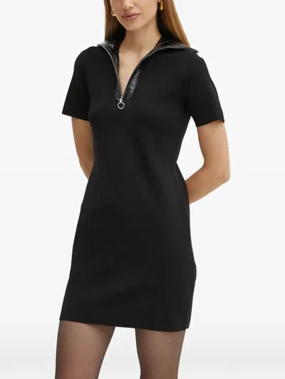 Morgan Zip Collared Dress In Black