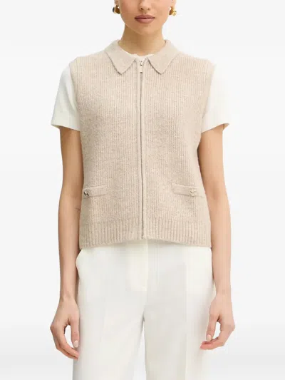 Morgan Zip Pocket Cardigan In Neutral