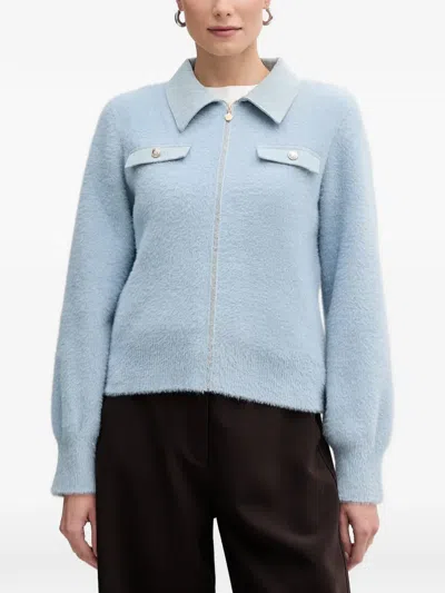 Morgan Zip-up Cardigan In Blue