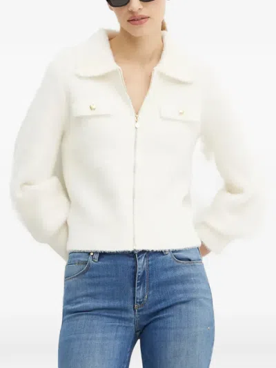 Morgan Zip-up Knit Sweater In White