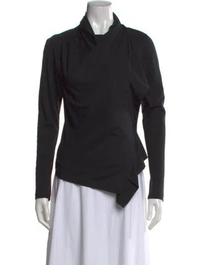 Pre-owned Morgane Le Fay Asymmetrical Long Sleeve Top In Black