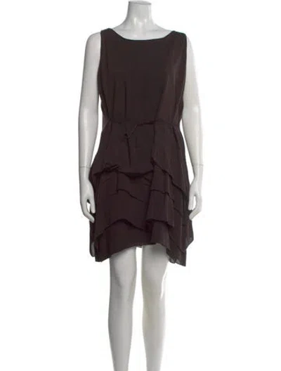 Pre-owned Morgane Le Fay Bateau Neckline Mini Dress In Brown