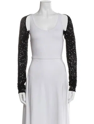 Pre-owned Morgane Le Fay Cashmere Patterned Jacket In White
