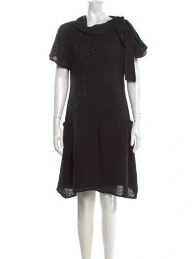 Pre-owned Morgane Le Fay Cowl Neck Knee-length Dress In Black