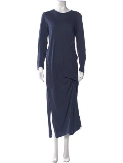 Pre-owned Morgane Le Fay Crew Neck Long Dress In Blue