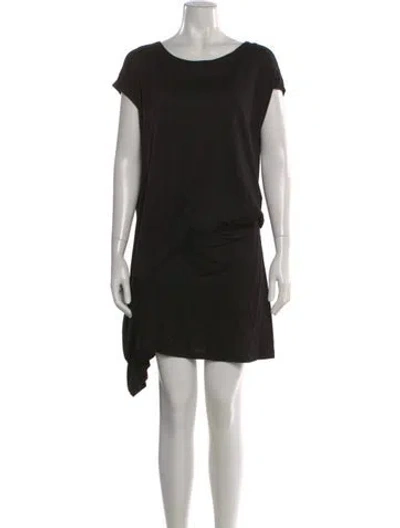 Pre-owned Morgane Le Fay Crew Neck Mini Dress In Black
