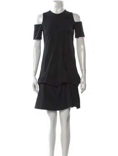 Pre-owned Morgane Le Fay Crew Neck Mini Dress In Black