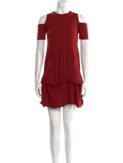 Pre-owned Morgane Le Fay Crew Neck Mini Dress In Red
