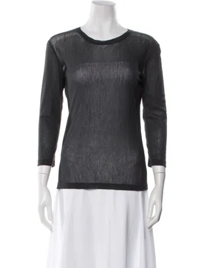 Pre-owned Morgane Le Fay Crew Neck Three-quarter Sleeve Top W/ Tags In Gray