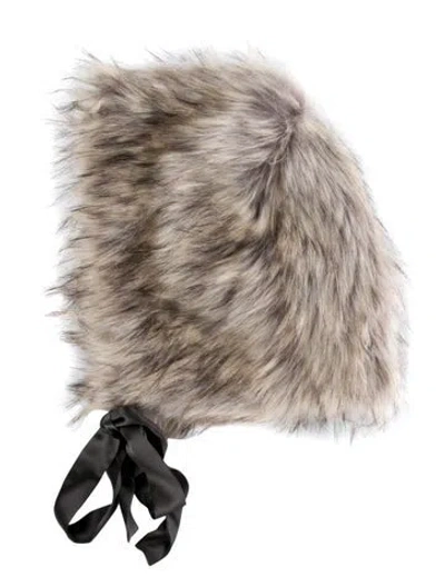 Pre-owned Morgane Le Fay Fur Winter Hat In Gray