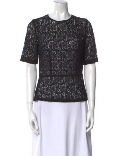 Pre-owned Morgane Le Fay Lace Pattern Crew Neck Top In Silver