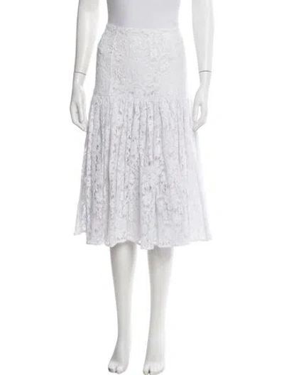 Pre-owned Morgane Le Fay Lace Pattern Knee-length Skirt In White
