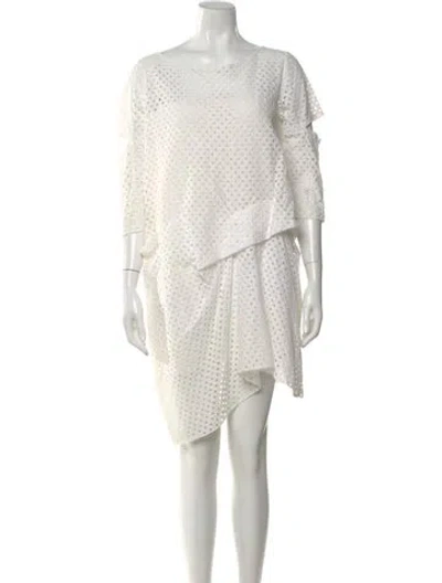 Pre-owned Morgane Le Fay Lace Pattern Mini Dress In White