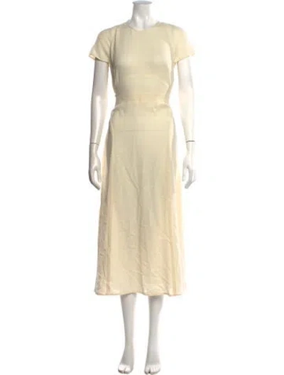 Pre-owned Morgane Le Fay Linen Long Dress In Neutral