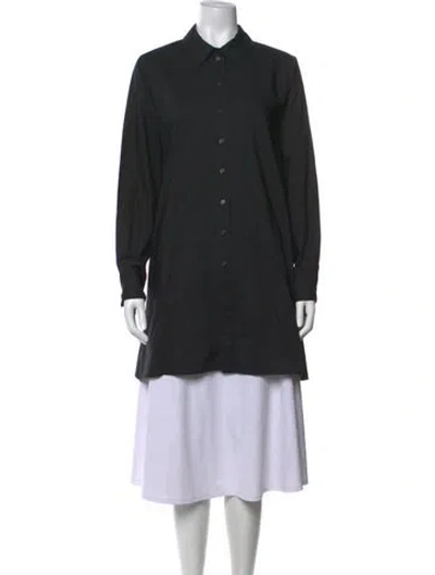Pre-owned Morgane Le Fay Long Sleeve Button-up Top In Black