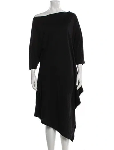 Pre-owned Morgane Le Fay Off-the-shoulder Midi Length Dress In Black