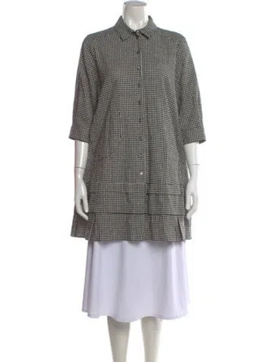 Pre-owned Morgane Le Fay Plaid Print Three-quarter Sleeve Button-up Top In Multi
