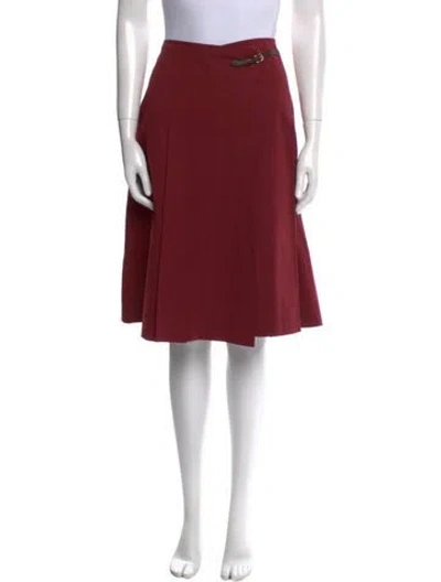 Pre-owned Morgane Le Fay Pleated Accents Knee-length Skirt In Burgundy