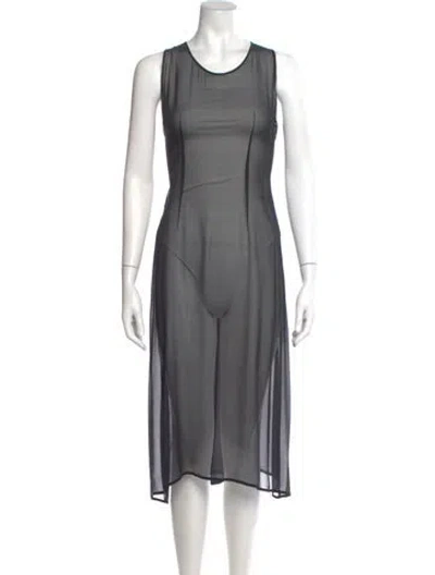 Pre-owned Morgane Le Fay Scoop Neck Midi Length Dress In Black